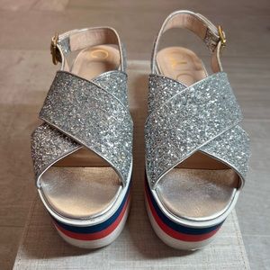 GUCCI Glitter Accents Slingback Sandals - Size 6 (36)